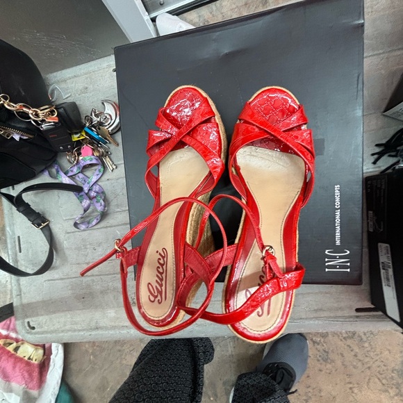 Gucci Red Women's Strappy Wedges - Picture 12 of 12